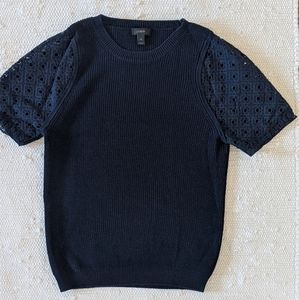 J.Crew Navy Lace Sleeve Sweater Size XS